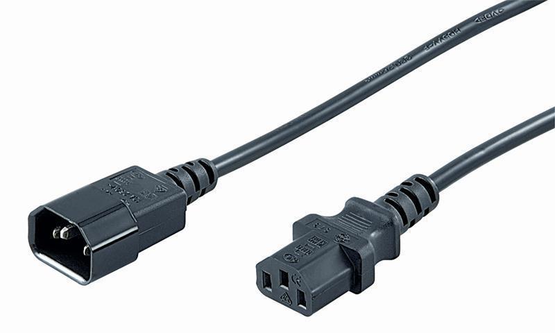 NETTKABEL, C13, svart, skjøt, 1.8m