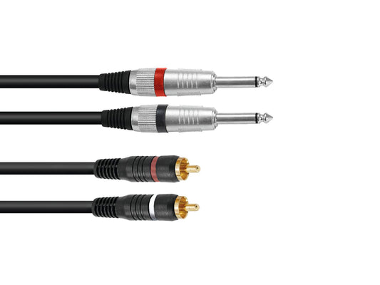 Kabel 2x Jack mono - 2x RCA BK