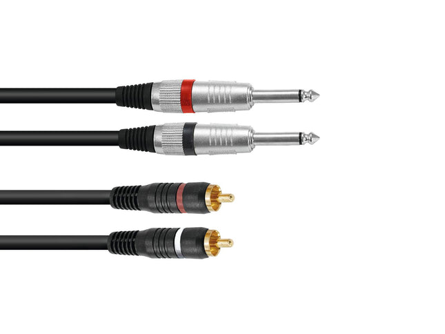 Kabel 2 x jack mono / 2 x RCA 1.5m svart