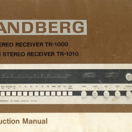 User manual for TR1000 and TR1010, PDF English 23p