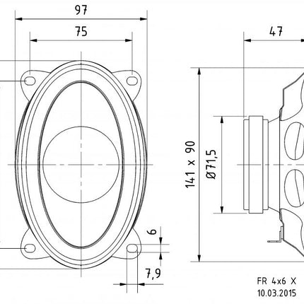 D09.7X15.3 Høyttaler Oval 4x6" 4ohm 2254 FULLTONE
