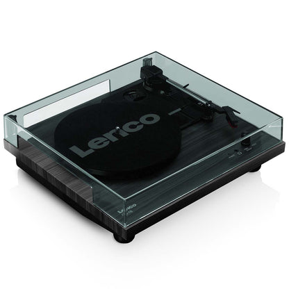 Lenco LS-10BK platespiller i tre med innebygde høyttalere, svart