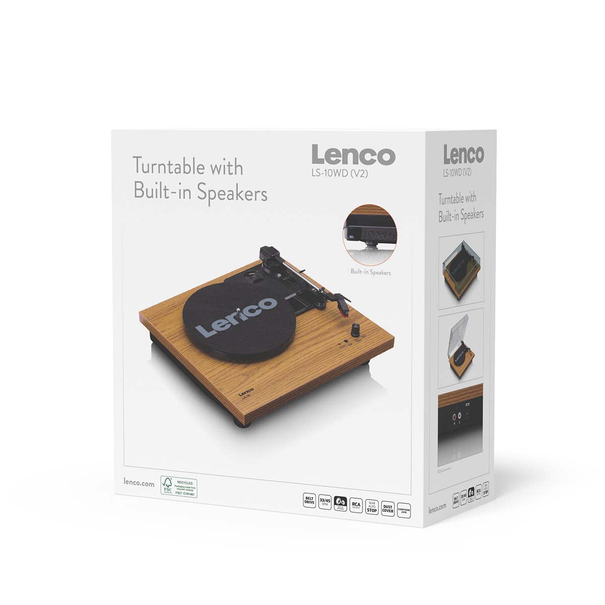 Lenco LS-10WD platespiller med innebygde høyttalere - Tre
