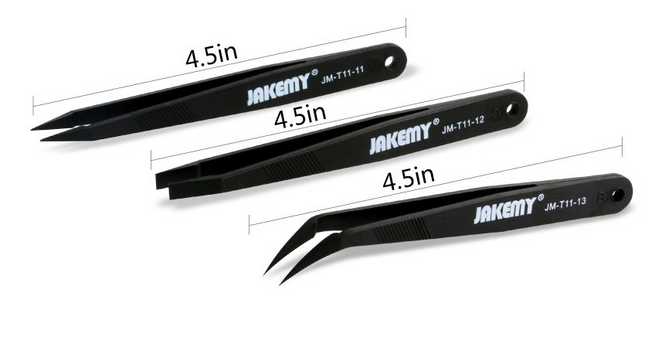 ANTI-STATISKE PINSETTER, 3 DELER