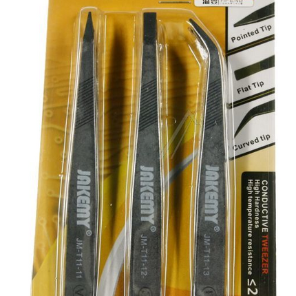 ANTI-STATISKE PINSETTER, 3 DELER