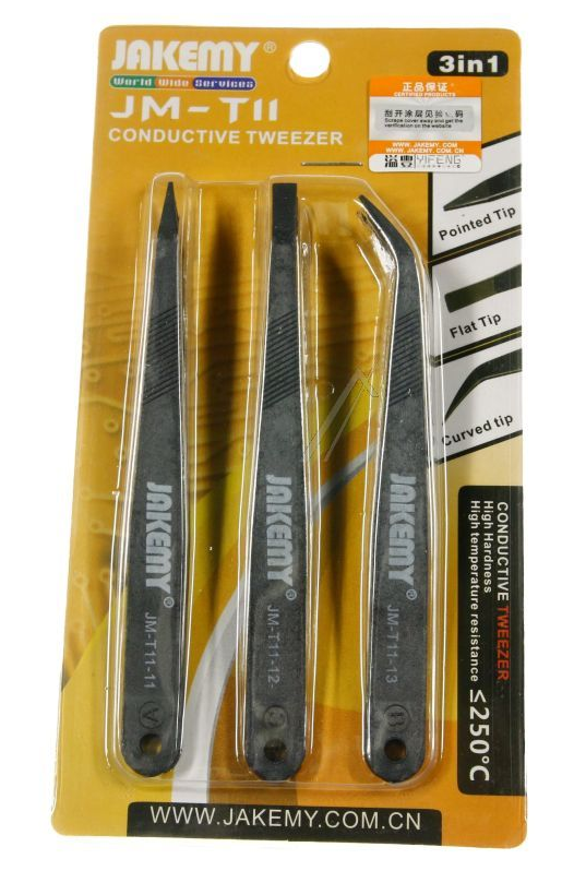 ANTI-STATISKE PINSETTER, 3 DELER