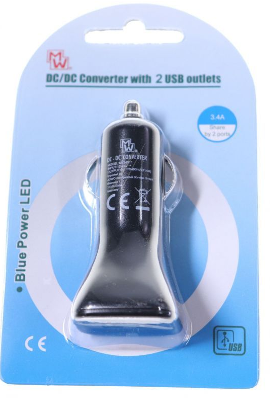 DOBBEL USB STRØMADAPTER (3,1A)