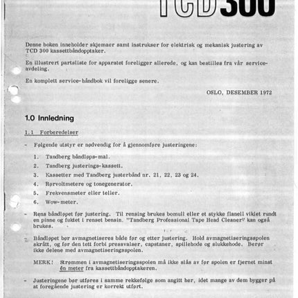 Justeringsforskrift TCD300 PDF Norsk 14s