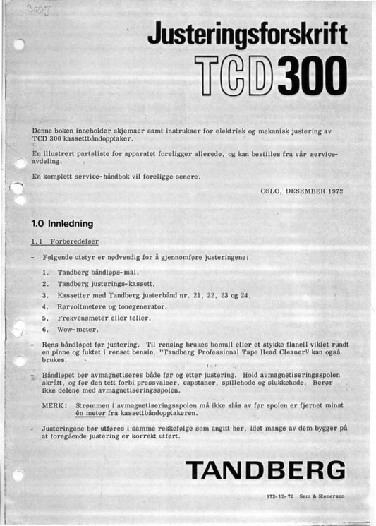 Justeringsforskrift  TCD300 PDF Norsk 14s