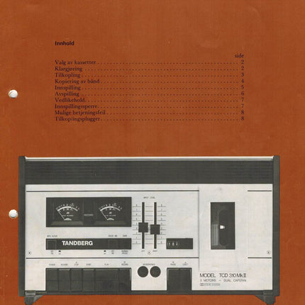 User manual for TCD310MKII PDF Norwegian p8