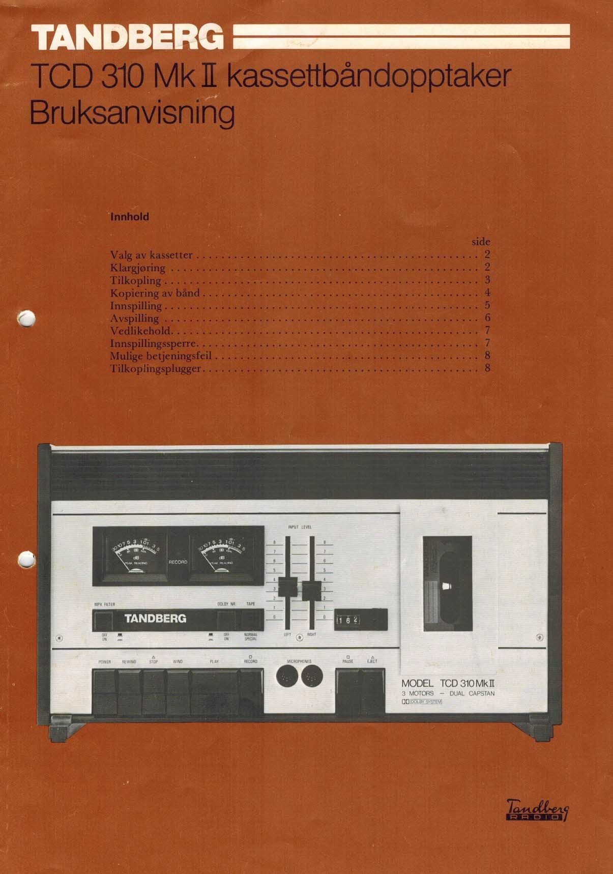 Brukermanual til TCD310MKII PDF Norsk s8