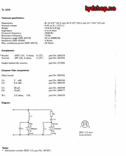 DELEFILTER TIL TIL TL1210, brukt (K1O303)