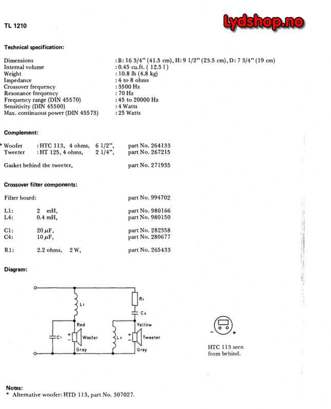 DELEFILTER TIL TL1210, brukt (K1O303)