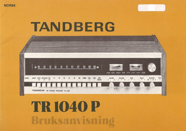 Brukermanual til TR1040P - Tandberg, Norsk, PDF