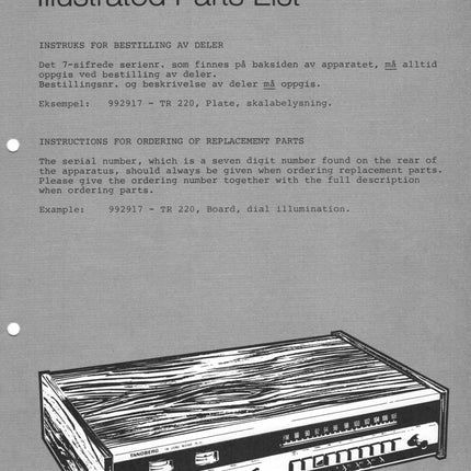 Illustrert delelister for TR220 TANDBERG, PDF, 6s