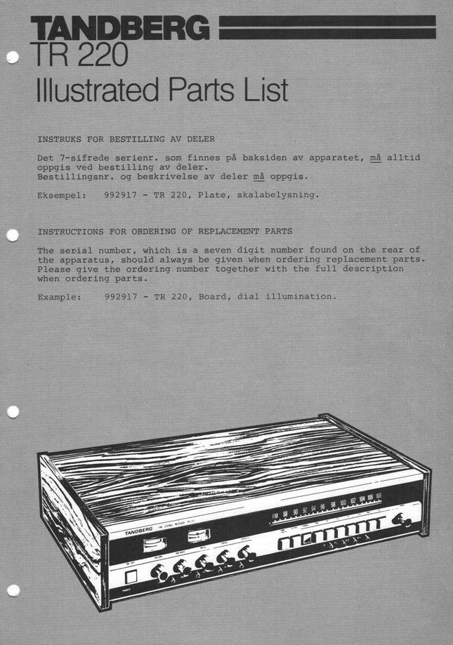 Illustrert delelister for TR220 TANDBERG, PDF, 6s
