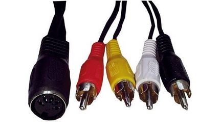 Adapter DIN 5-pin hunn / 4 x phono hann, 20 cm