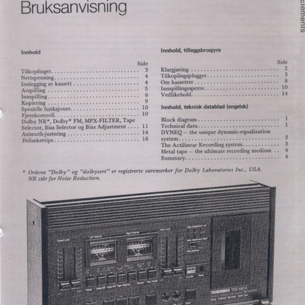 User Manual for TCD440A PDF Norwegian 24p.