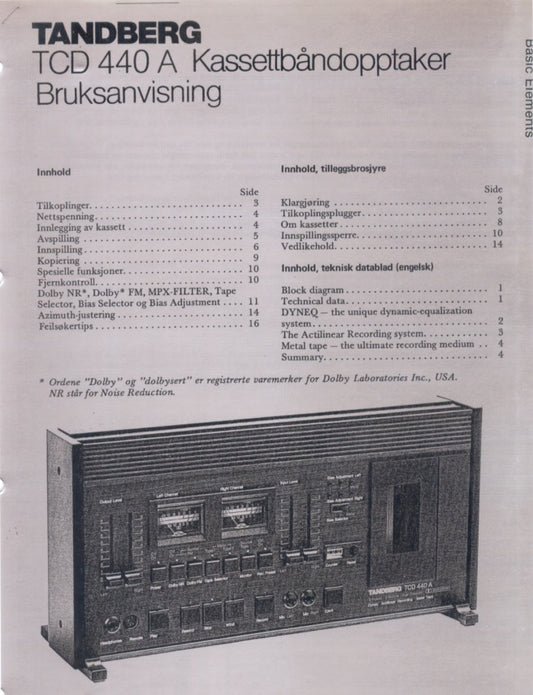 Brukermanual til TCD440A PDF Norsk 24s.